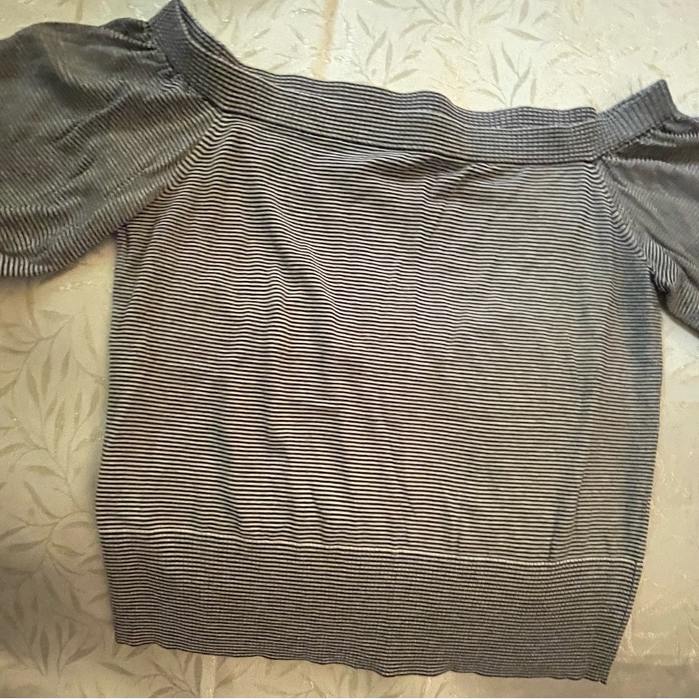 Loft Striped Black & White Knitted Sweater Size: M